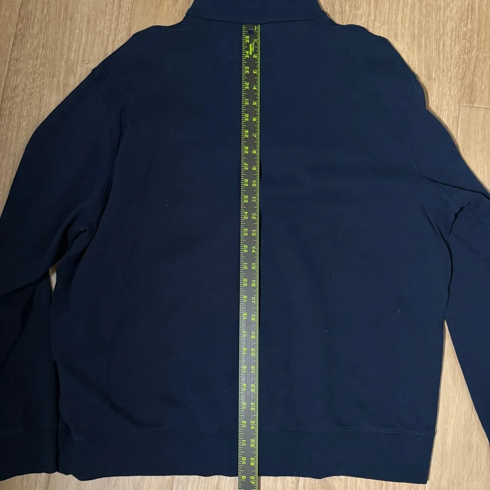 Polo Ralph Lauren Mens XL Navy Blue Quarter Zip Pullover Sweatshirt Grey Pony - Picture 6 of 6
